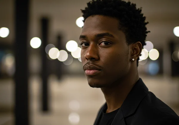 Portrait showing sharp subject and creamy blurry background bokeh