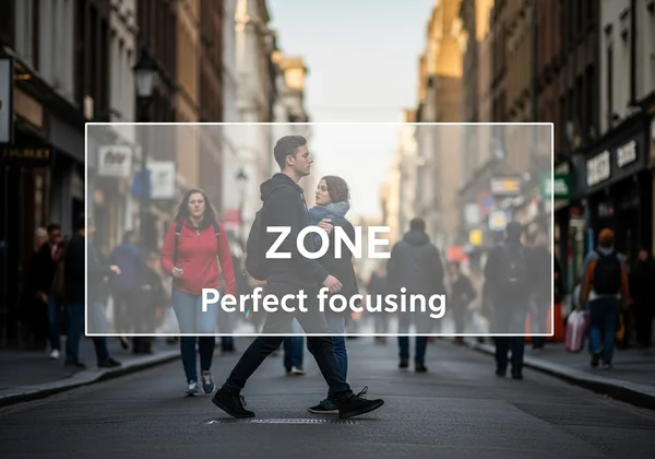 Street scene illustrating a sharp zone of focus.