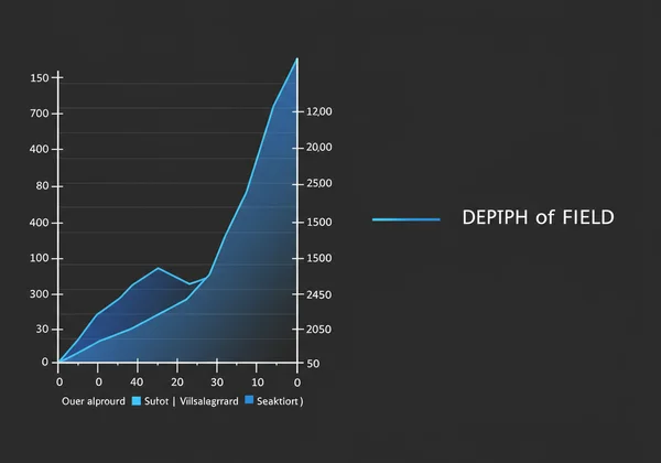 DOF visualization chart showing shallow focus on a subject
